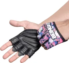 Being fit Beingfit トレーニンググローブ 筋トレ メンズ レディース 指から手のひらまで 半指デザイン 着脱簡単 革製 手のひらで高グリップ＆強度サポートのトレーニング手袋 3つのユニークデザイン (Pink Skull,  S)のサムネイル