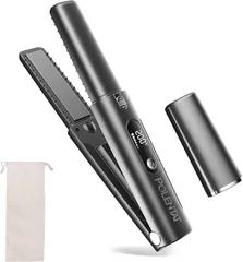 POLENTAT 電池着脱式 最新改良型 ヘアアイロン コードレス 機内持ち込み可 USB充電式 コードレスヘアアイロン ミニ ストレートアイロン 2way 3段階温度調整 MAX200℃ (ブラック)