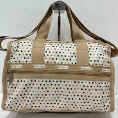 8355　LeSportsac レスポートサック　ショルダーバッグ　2WAY　ハンドバッグ　トートバッグ　ミニボストン　ボストンバッグ　ベージュ　ドット　水玉　レディース　軽量　カジュアル　シンプル