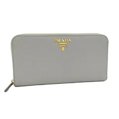 PRADA ラウンドファスナー長財布 サフィアーノレザー グレー 1ML506