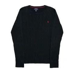 XL ポロラルフローレン コットン ケーブル ブラック ニット