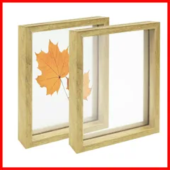 【新着商品】2個セット 防水 傷防止 透明 長方形 木目 両面 写真立て ディスプレイケース 押し花フレーム ドライフラワー 木枠 A5判 おしゃれ 押し花 フォトフレーム 標本 保護 siawadeky 展示 収納