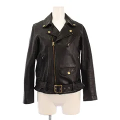 ビューティフルピープル beautiful people ライダースジャケット レザー 革ジャン 羊革 アウター ダブル ジップアップ ショート丈 ベルト 装飾 150 黒 ブラック /BB