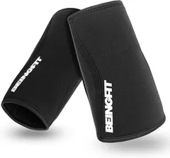 Being fit Beingfit エルボースリーブ 筋トレ 肘 サポーター 5mm厚の エルボーサポーター 着脱簡単ショートタイプ 3サイズ展開 S/M/L ウェイトトレーニング ベンチプレス 筋トレグッズ (ブラック,  L)のサムネイル