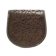 Dakota(ダコタ) 2つ折り財布 - ダークブラウン フラワー(花)/パンチング レザー