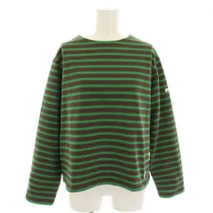 オーチバル ORCIVAL オーシバル コットンロードクルーネックプルオーバー バスクシャツ カットソー ロンT 長袖 ボーダー柄 タグ付き 1 茶 ブラウン 緑 グリーン CLWC44B18 /YT