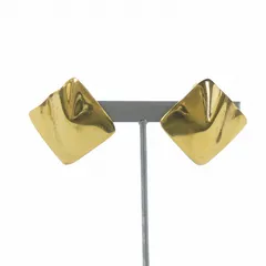 ジバンシィ GIVENCHY ヴィンテージ イヤリング プレート スクエア アクセサリー 両耳用 スクエア ロゴ ゴールドカラー 金色 ■GY11 /MQ