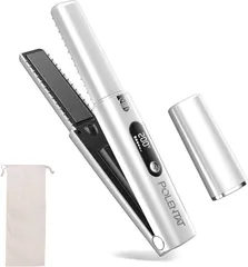 POLENTAT 電池着脱式 最新改良型 ヘアアイロン コードレス 機内持ち込み可 USB充電式 コードレスヘアアイロン ミニ ストレートアイロン 2way 3段階温度調整 MAX200℃ (White)