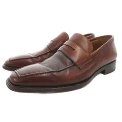 エルメネジルドゼニア Ermenegildo Zegna コインローファー レザーシューズ スクエアトゥ 6.5 茶 ブラウン /GV ■GY62のサムネイル