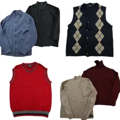 古着卸 まとめ売り セーター MIX 6枚セット (メンズ L ) ニット ベスト フルジップ ケーブル編み スタンドカラー カーディガン 中古 ND3653