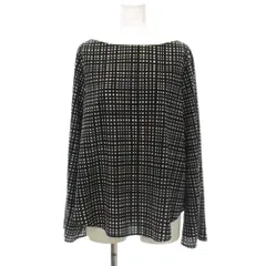 アイシービー iCB シャツ ブラウス 長袖 4 ネイビー 紺 総柄 チェック柄 /JP