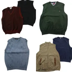古着卸 まとめ売り ニット ベスト セーター 6枚セット (メンズ XL ) トミーヒルフィガー ノーティカ フルジップ フラッグタグ 中古 ND3696