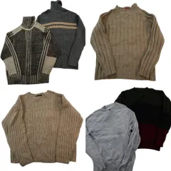 古着卸 まとめ売り セーター MIX 6枚セット (メンズ L ) フルジップ スタンドカラー クルーネック ニット 中古 古着 ND3684