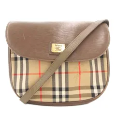 バーバリーズ Burberrys ヴィンテージ ショルダーバッグ 斜め掛け クロスボディ シャドーホース ノバチェック フラップ キャンバス レザー 茶 ブラウン /GV