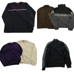 古着卸 まとめ売り セーター MIX 6枚セット (メンズ L ) ハーフジップ スタンドカラー ライン系 襟付き ニット 中古 古着 ND3753