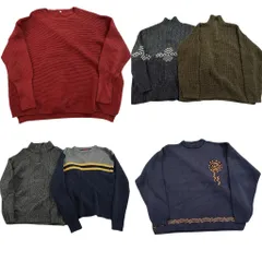 古着卸 まとめ売り セーター MIX 6枚セット (メンズ XL ) クルーネック ハーフジップ スタンドカラー ニット 中古 古着 ND3743