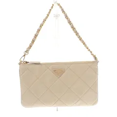 プラダ PRADA チェーン ショルダーバッグ 1NI054 ハンドバッグ テスートインプントゥ ナイロン レザー ベージュ ゴールド金具 レディース【中古】【Aランク】