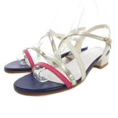 ダイアナ DIANA クロスストラップサンダル ローヒール 23cm 紺 ネイビー 白 ホワイト /GV