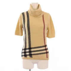 バーバリー ロンドン BURBERRY LONDON ニット 半袖 タートルネック ストレッチ チェック柄 1 ベージュ /BB