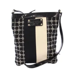 ケイトスペード KATE SPADE ショルダーバッグ ロゴ 総柄 キャンバス フェイクレザー 切替 黒 ブラック 白 ホワイト /BB