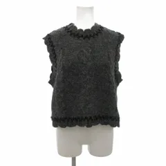 ザラ ZARA ベスト ニット M ビーズ装飾 スカラップ グレー /NU