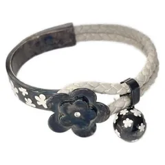 FolliFollie(フォリフォリ) ブレスレット - レザー 白×黒 フラワー(花)