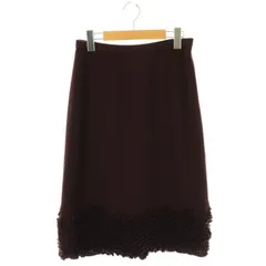 インゲボルグ INGEBORG タイトスカート ひざ丈 ニット フリル 11 ブラウン /DF ■OS ■AX