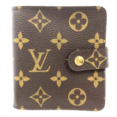 ルイヴィトン LOUIS VUITTON コンパクトジップ 二つ折り財布 モノグラム キャンバス M61667 ブラウン ゴールド金具 CA0063 ユニセックス【中古】