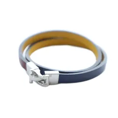 ポールスミス PAUL SMITH ブレスレット 2連 アクセサリー バングル ロゴ レザー 紺 ネイビー ■GY19 /MQのサムネイル