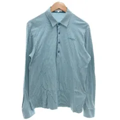 カルバンクラインゴルフ Calvin Klein golf 長袖ポロシャツ LL 青 ブルー 白 ホワイト ロゴ刺繍 ボーダー /GV