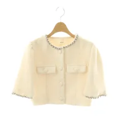 ダーリッチ Darich 24SS チェーンツイードショートジャケット ノーカラージャケット F アイボリー /ES ■OS