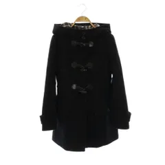 バーバリーブルーレーベル BURBERRY BLUE LABEL 裏地チェックダッフルコート アウター ロング フード 38 ブラック /DO ■GY53