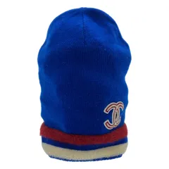 CHANEL シャネル ココマークワッペン カシミヤニットキャップ  ブルー