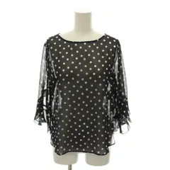 アナイ ANAYI ブラウス 38 紺 ドット柄 ラウンドネック 七分袖 /RE