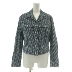 クリスチャンディオール Christian Dior BOUTIQUE トロッター デニム ジャケット Gジャン ジージャン オブリーク ロゴ 総柄 38 M 紺 ネイビー 2P12022090 /XZ ■GY40