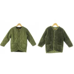 グリーンレーベルリラクシング ユナイテッドアローズ green label relaxing リバーシブル ジャケット キルティング 中綿 ファー Vネック 男の子 ボーイズ 135 緑 カーキ /AO2