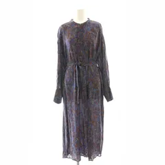 ロートレアモン LAUTREAMONT ペイズリー ワンピース マキシ ロング 長袖 38 紺 ネイビー /AT ■OS