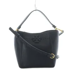 トリーバーチ TORY BURCH マックグロー スモール 2way ショルダーバッグ ハンド 黒 ブラック レザー ロゴ /RI ■OS