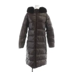 デュベティカ DUVETICA Alia ダウンコート ロング 長袖 ジップアップ ロゴ フード 総裏地 フォックスファー 40 M 茶 ブラウン /MQ