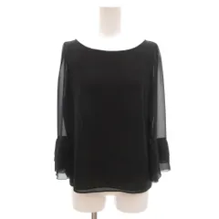 アナイ ANAYI ブラウス 38 黒 ブラック ラウンドネック 七分袖 フリル袖 /NL