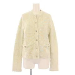 アナイ ANAYI ニットカーディガン 長袖 クルーネック ショート丈 ストレッチ ウール混 38 ベージュ 水色 ライトブルー 白 ホワイト /BB