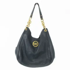 マイケルマイケルコース Michael michael kors ハンドバッグ レザー 革 チェーンストラップ ロゴ ゴールド金具 紺 ネイビー /AO5 ■GY18