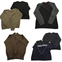 古着卸 まとめ売り セーター MIX 6枚セット (メンズ XL ) リブニット クルーネック ライン ハーフボタン 中古 古着 ND3857