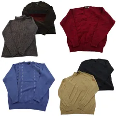 古着卸 まとめ売り セーター MIX 6枚セット (メンズ L ) タートルネック Vネック リブニット クルーネック 中古 古着 ND3848
