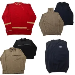 古着卸 まとめ売り セーター MIX 6枚セット (メンズ L ) ベスト ワンポイント ハーフジップ 襟付き タートルネック 中古 古着 ND3997