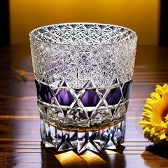 江戸切子 紫被せ冷酒杯 八角籠目紋 - メルカリ