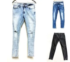 ZARA MAN　H＆M　ベルシュカ　4本 セット　スリム デニム パンツ スキニー　ハイパーストレッチ　クラッシュ ダメージ　スキニー　メンズ　28～30　ブラック