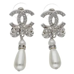シャネル  B23S ココマークラインストーン フェイクパールドロップピアス レディース
