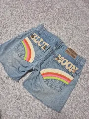 ブルー、ムーン、ブルー、デニム、ハーフパンツ デニムハーフパンツ