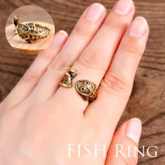 【安心のフリーサイズ】まんまるおめめがキュートなおさかなリング / 指輪 リング インド ゴールド シンプル おさかな